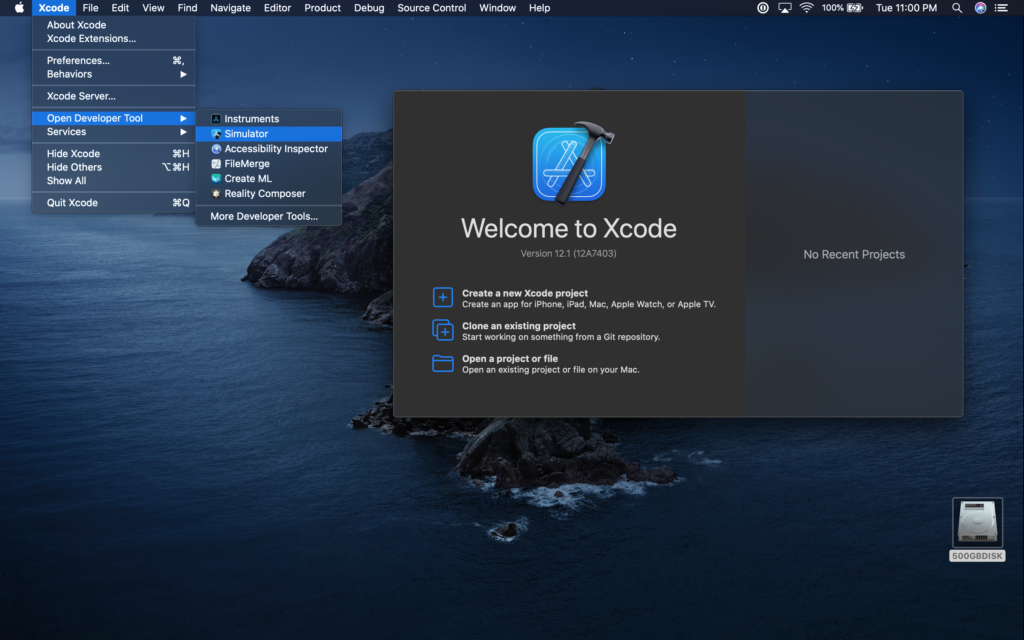 create emulator of mac os x to xcode apple app